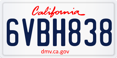 CA license plate 6VBH838