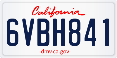 CA license plate 6VBH841