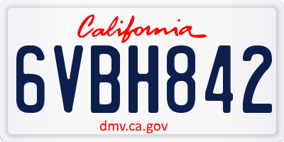 CA license plate 6VBH842
