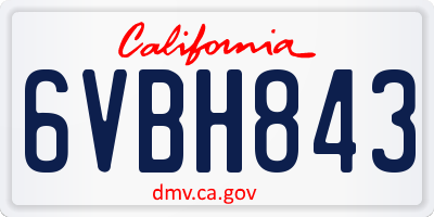 CA license plate 6VBH843