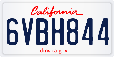 CA license plate 6VBH844