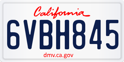 CA license plate 6VBH845