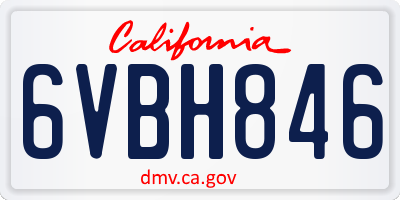 CA license plate 6VBH846