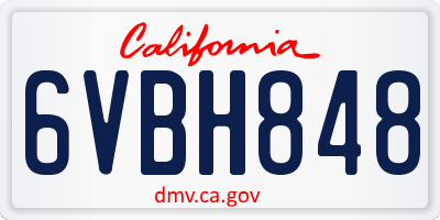 CA license plate 6VBH848