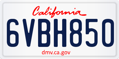 CA license plate 6VBH850