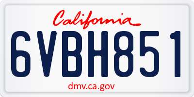 CA license plate 6VBH851