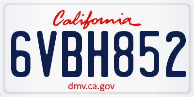 CA license plate 6VBH852