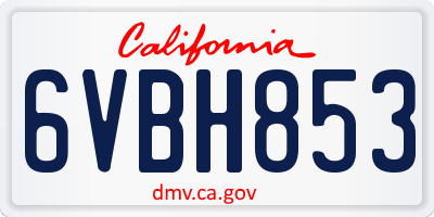 CA license plate 6VBH853