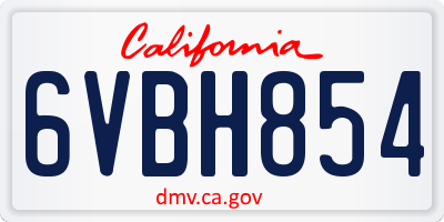 CA license plate 6VBH854