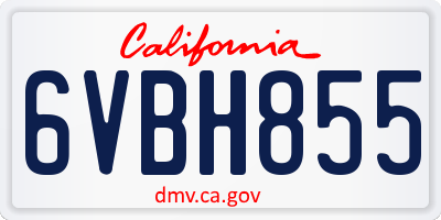 CA license plate 6VBH855