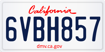CA license plate 6VBH857