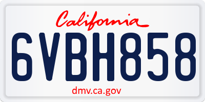 CA license plate 6VBH858