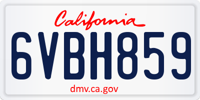 CA license plate 6VBH859