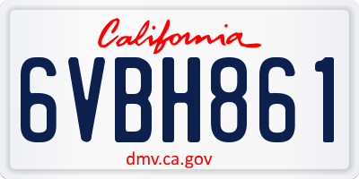 CA license plate 6VBH861