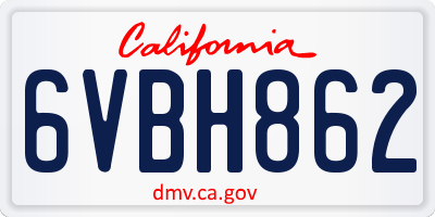 CA license plate 6VBH862