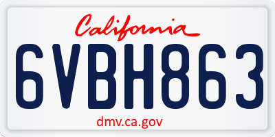 CA license plate 6VBH863