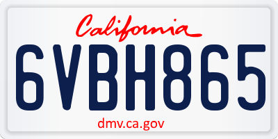 CA license plate 6VBH865