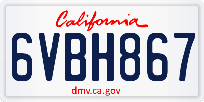 CA license plate 6VBH867