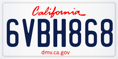 CA license plate 6VBH868