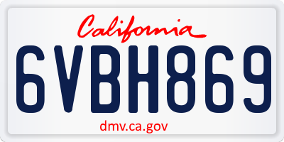 CA license plate 6VBH869