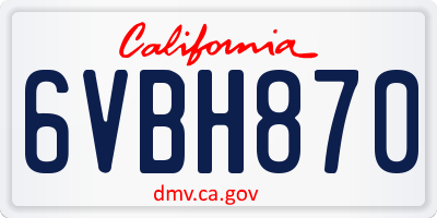 CA license plate 6VBH870