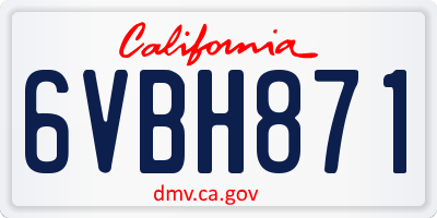 CA license plate 6VBH871