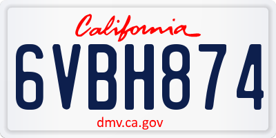 CA license plate 6VBH874