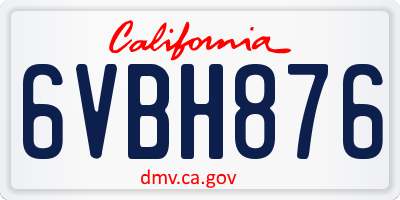 CA license plate 6VBH876
