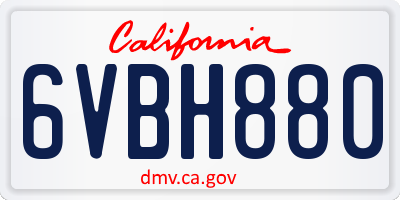 CA license plate 6VBH880