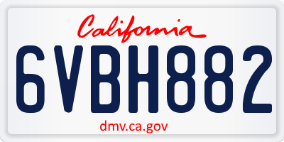 CA license plate 6VBH882