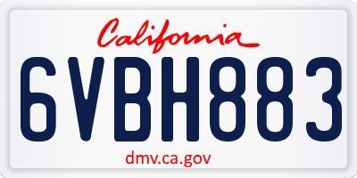 CA license plate 6VBH883