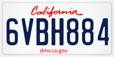 CA license plate 6VBH884