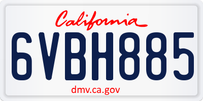 CA license plate 6VBH885