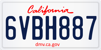 CA license plate 6VBH887