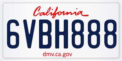 CA license plate 6VBH888