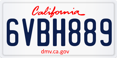 CA license plate 6VBH889