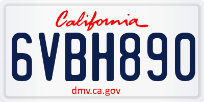 CA license plate 6VBH890