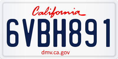 CA license plate 6VBH891
