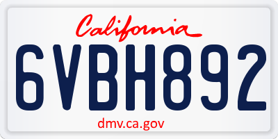 CA license plate 6VBH892
