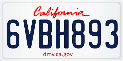 CA license plate 6VBH893