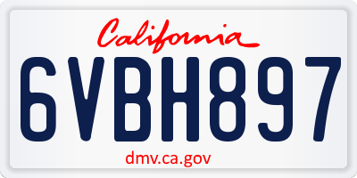 CA license plate 6VBH897