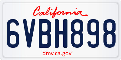 CA license plate 6VBH898