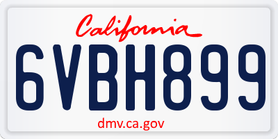 CA license plate 6VBH899