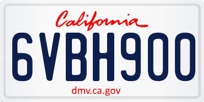 CA license plate 6VBH900