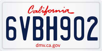 CA license plate 6VBH902