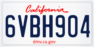 CA license plate 6VBH904