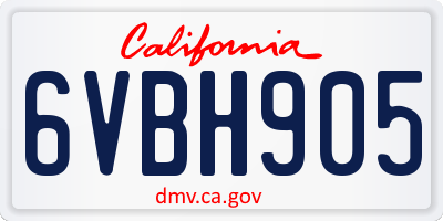 CA license plate 6VBH905