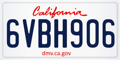 CA license plate 6VBH906