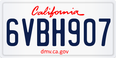 CA license plate 6VBH907