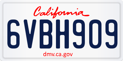 CA license plate 6VBH909